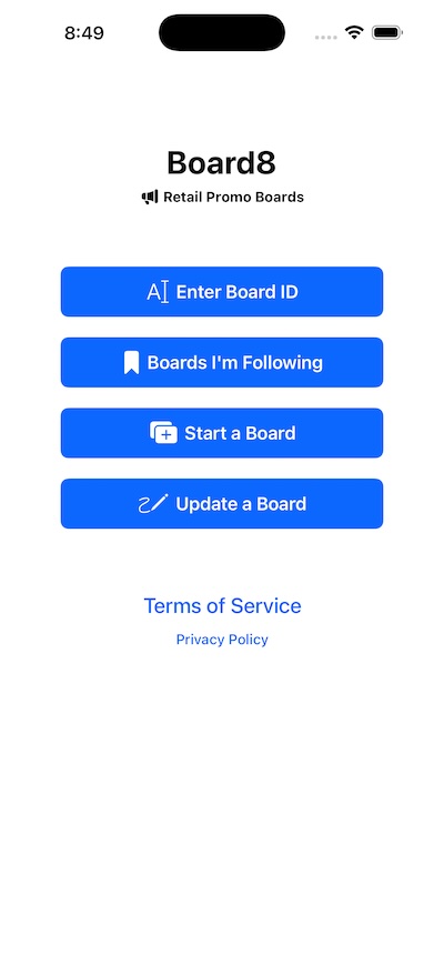 Board8 App Interface Preview